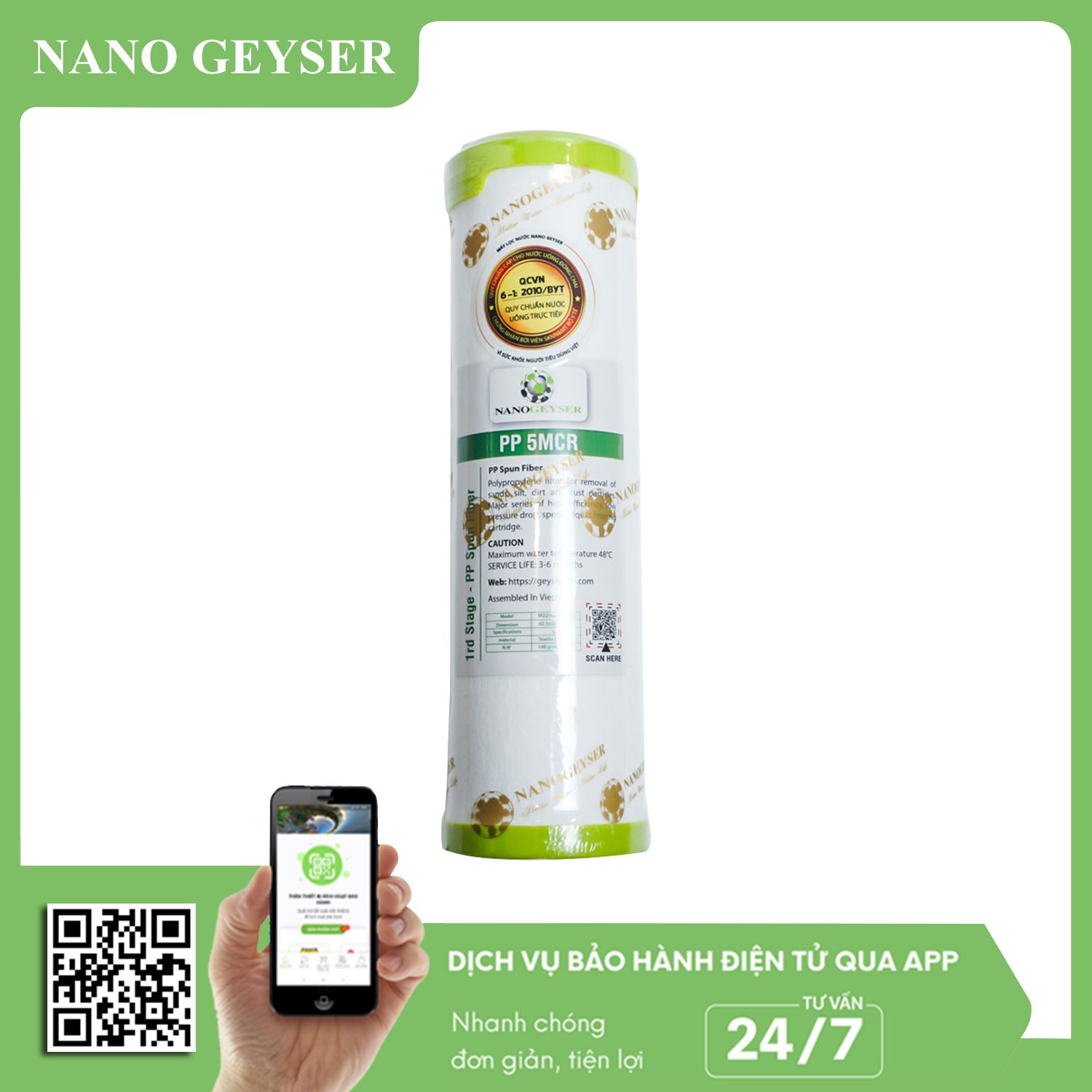 Lõi PP 5 Micro Nano Geyser - PP 5 mcr