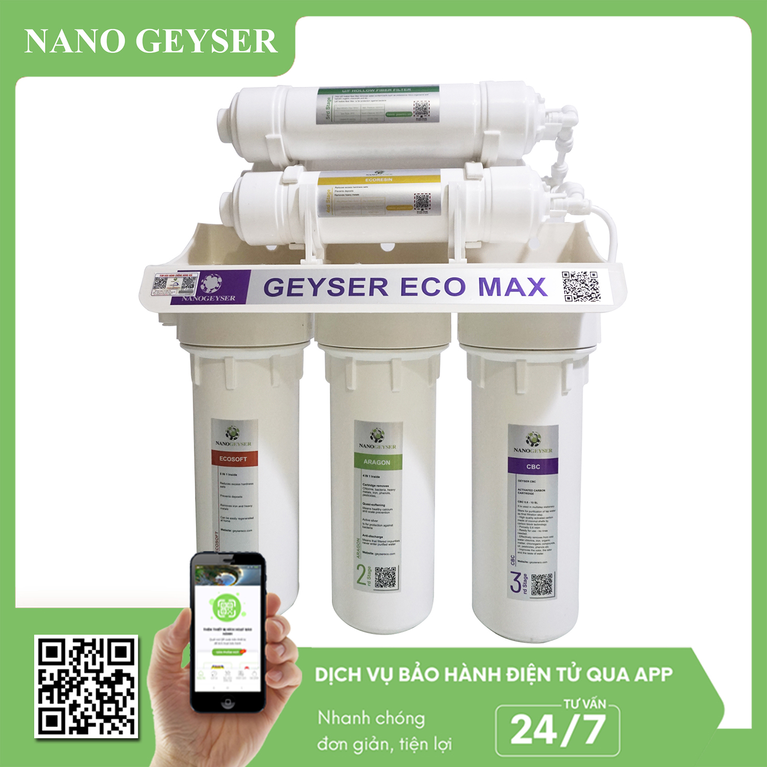 Máy lọc nước Nano Geyser Eco Max 7 cấp - NEW (DISRUPTOR)
