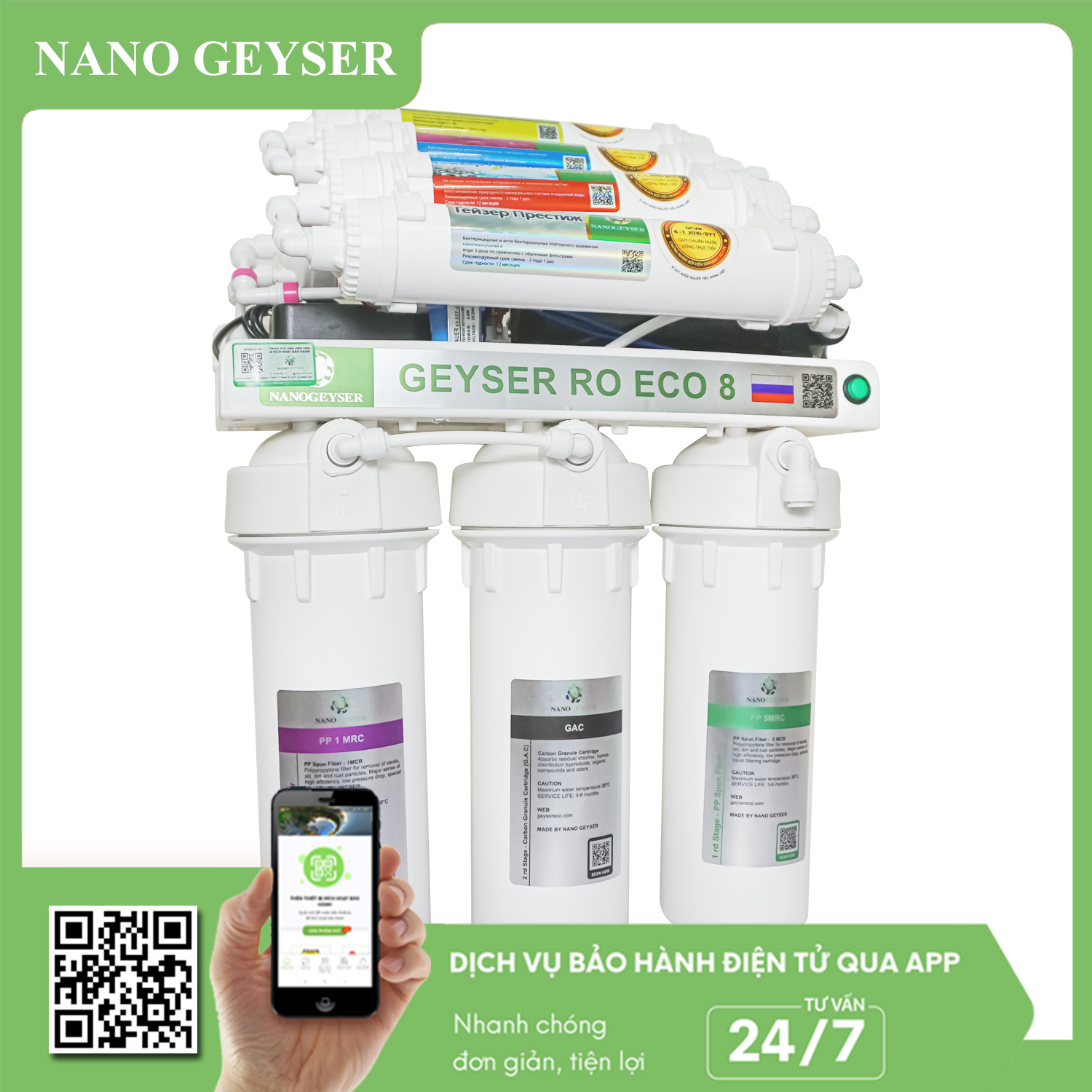 Máy lọc nước Nano Geyser RO Eco 8 cấp